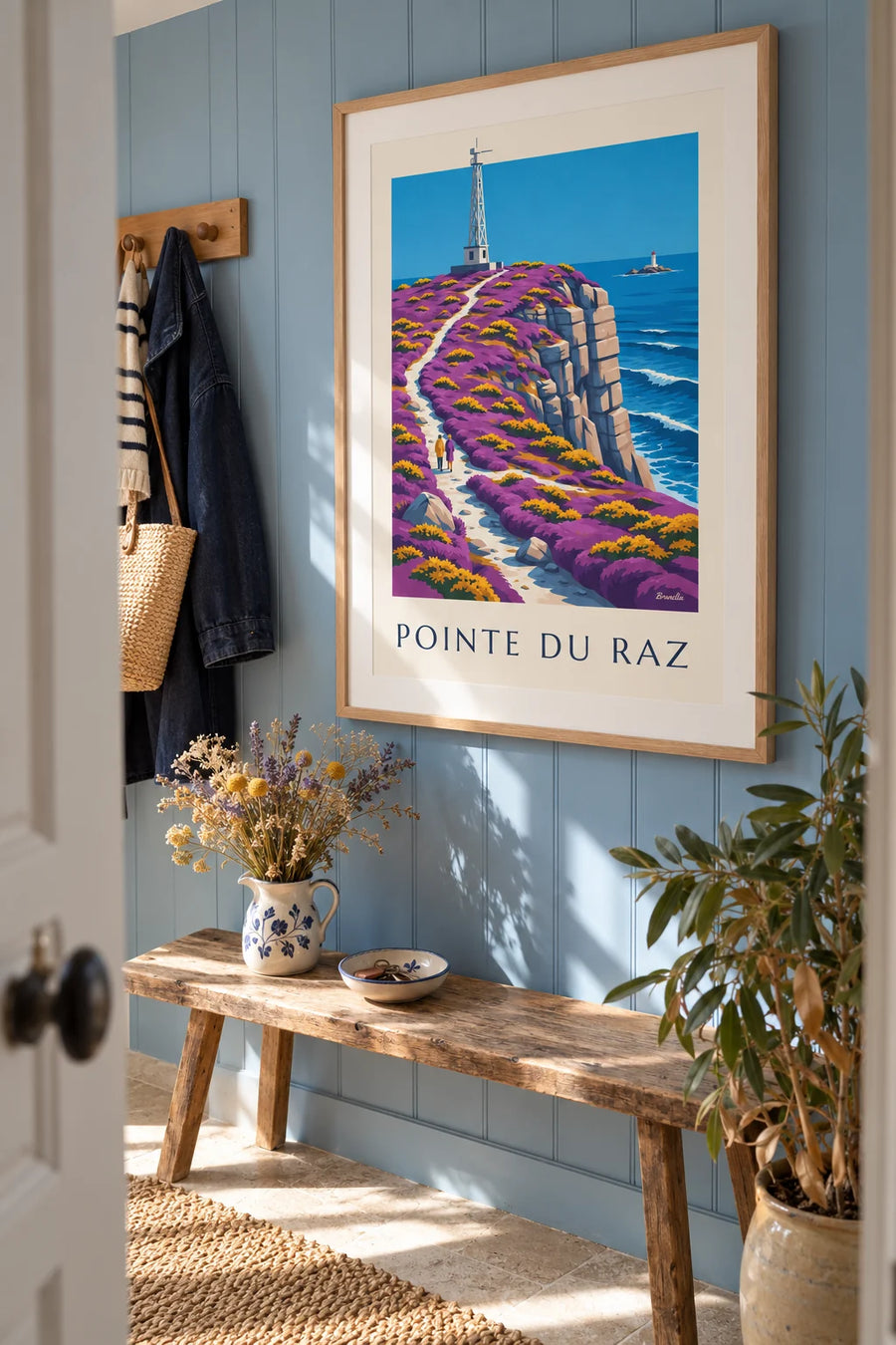 Poster Küstenpfad an der Pointe du Raz in der Bretagne: gerahmt an der Wand