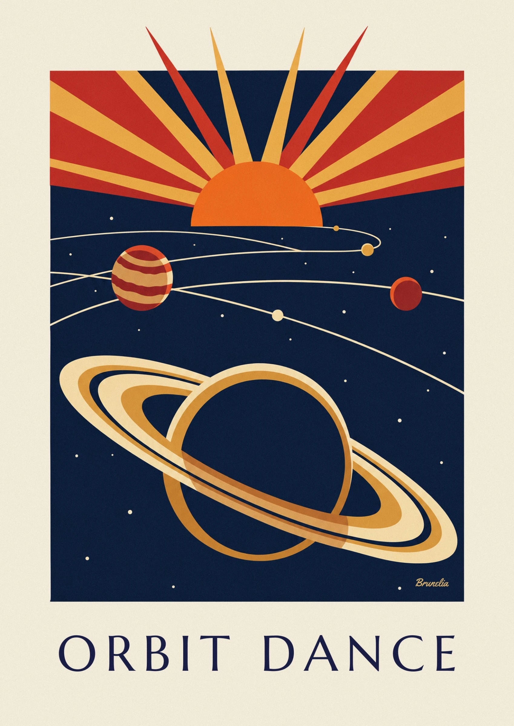Die breiten goldenen Ringe des Saturn vor einem sternenklaren, nachtblauen Hintergrund