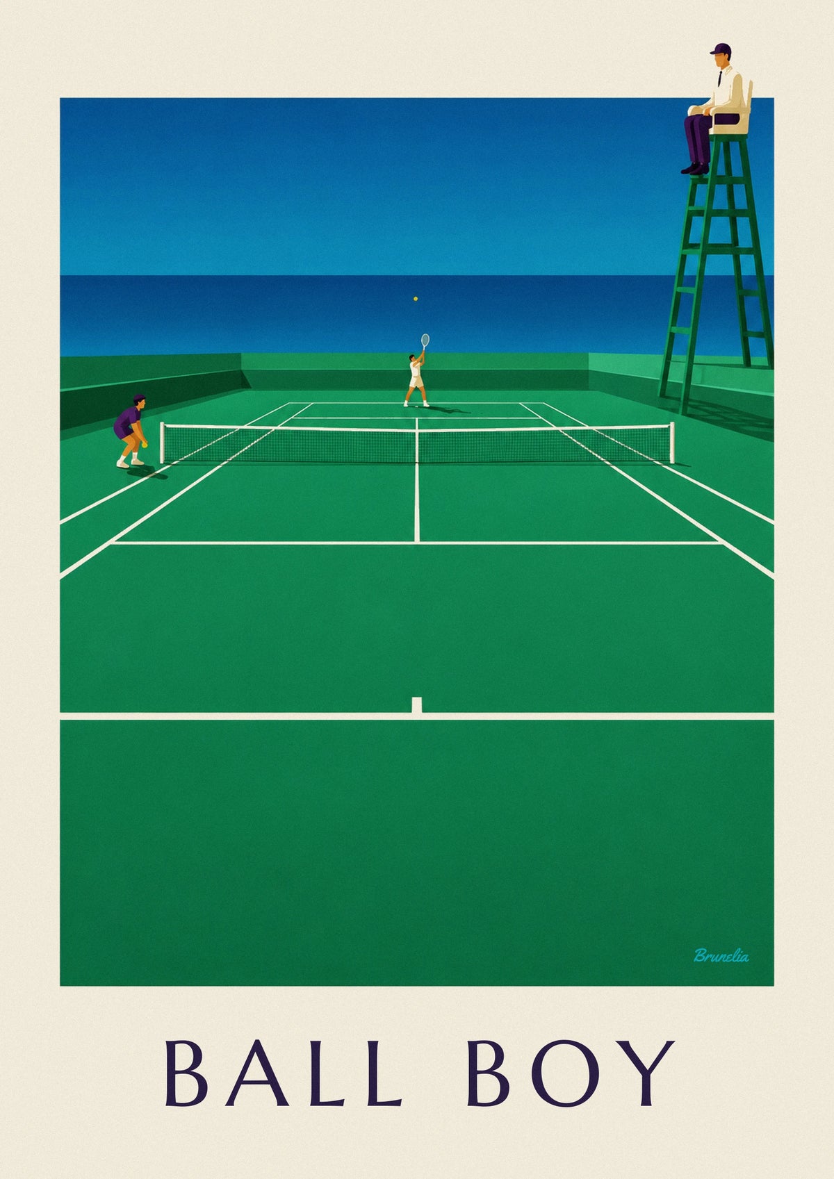 Poster Balljunge auf dem Tennisplatz