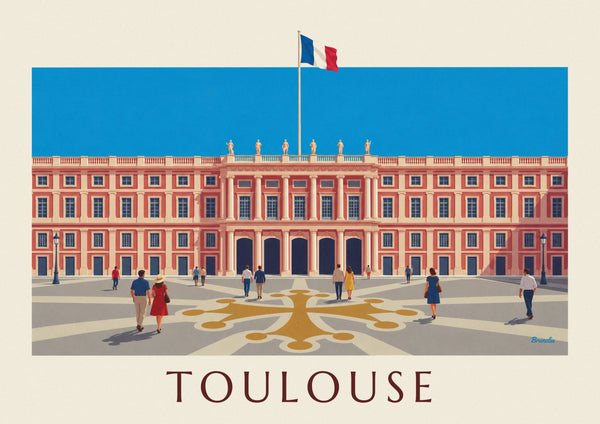 Toulouse Place du Capitole under a blue sky poster
