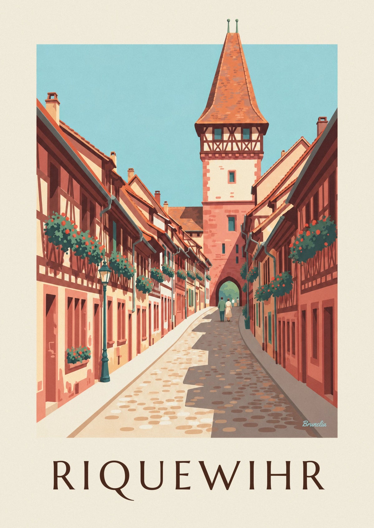 Poster Riquewihr mit Dolder-Turm im Elsass